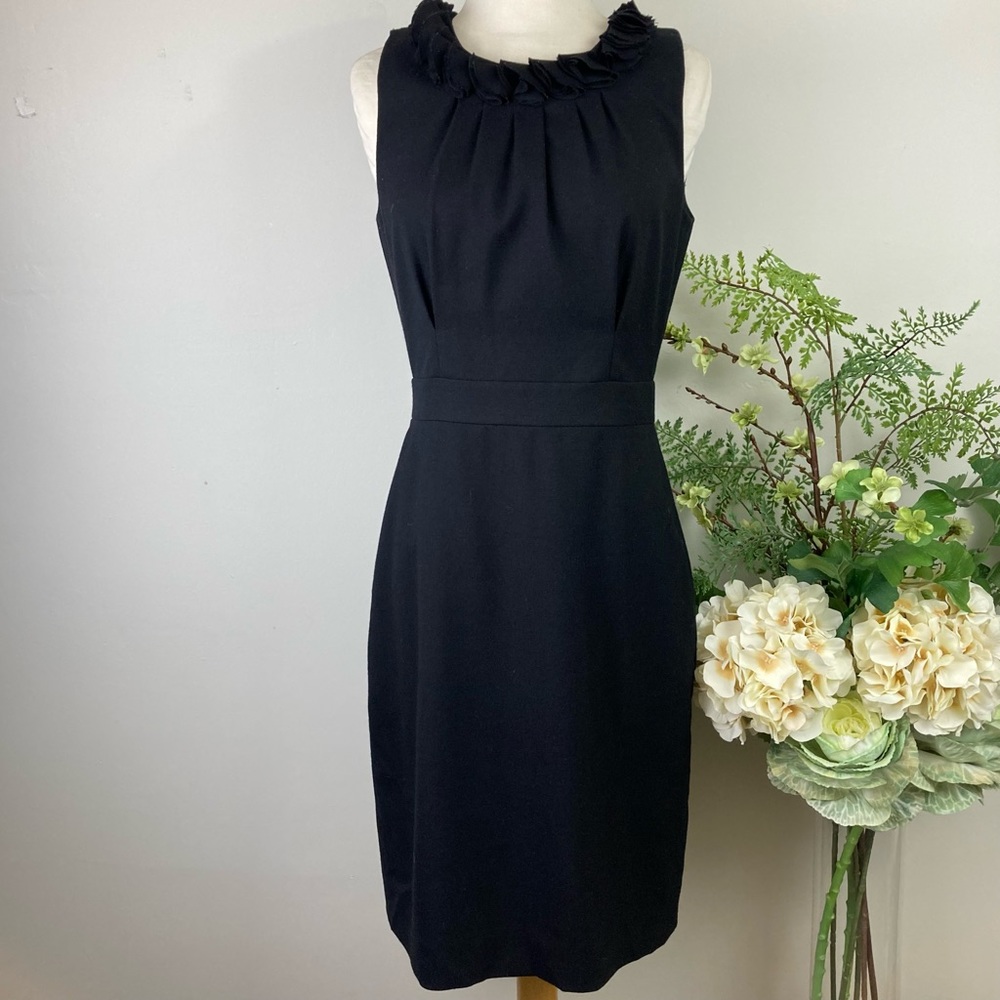 J CREW factory pleated neck-black dress